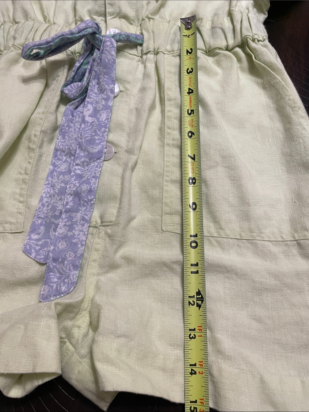 Roller Rabbit 100% Linen Green Utility Romper Size XS Long Sleeve Belted - Picture 8 of 10